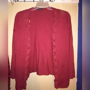 Red cardigan sweater